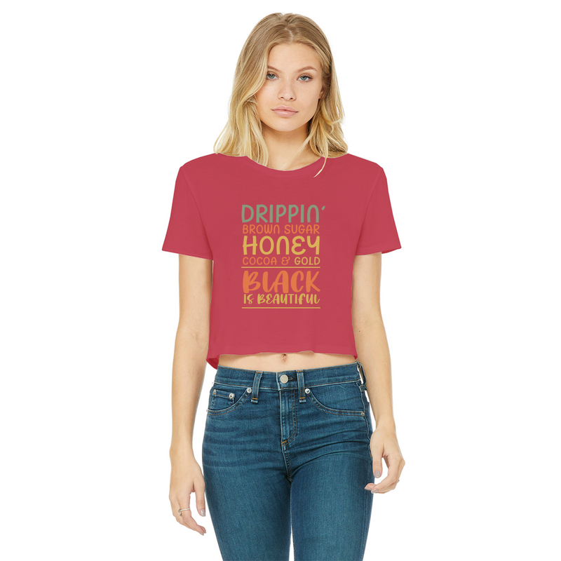 Black Drippin Classic Women's Cropped Raw Edge T-Shirt - Staurus Direct