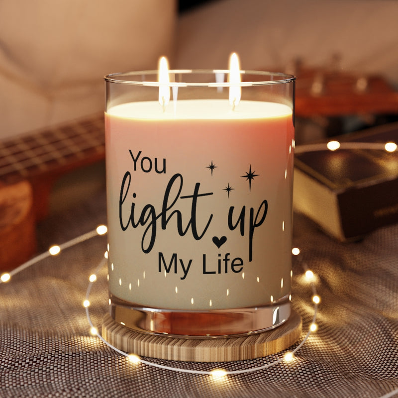 You Light Up My Life  - Scented Candle - Full Glass - Custom Printed Glass - Original Design White Glass - Gift Ideas