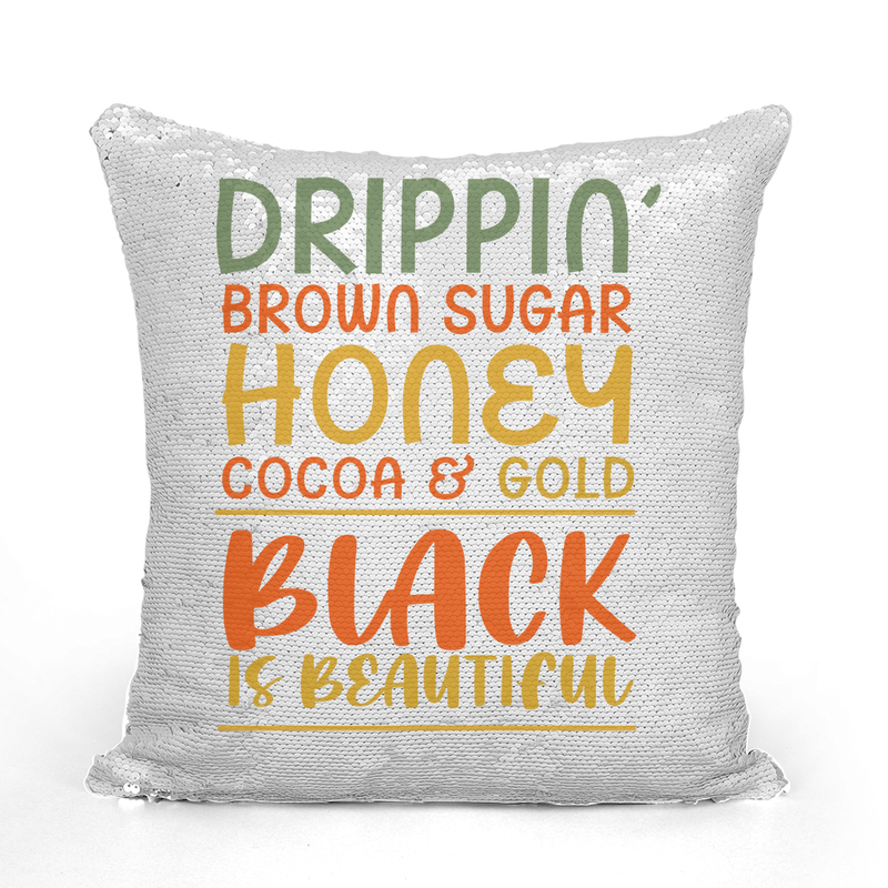 Black Drippin Drippin Sequin Cushion Cover