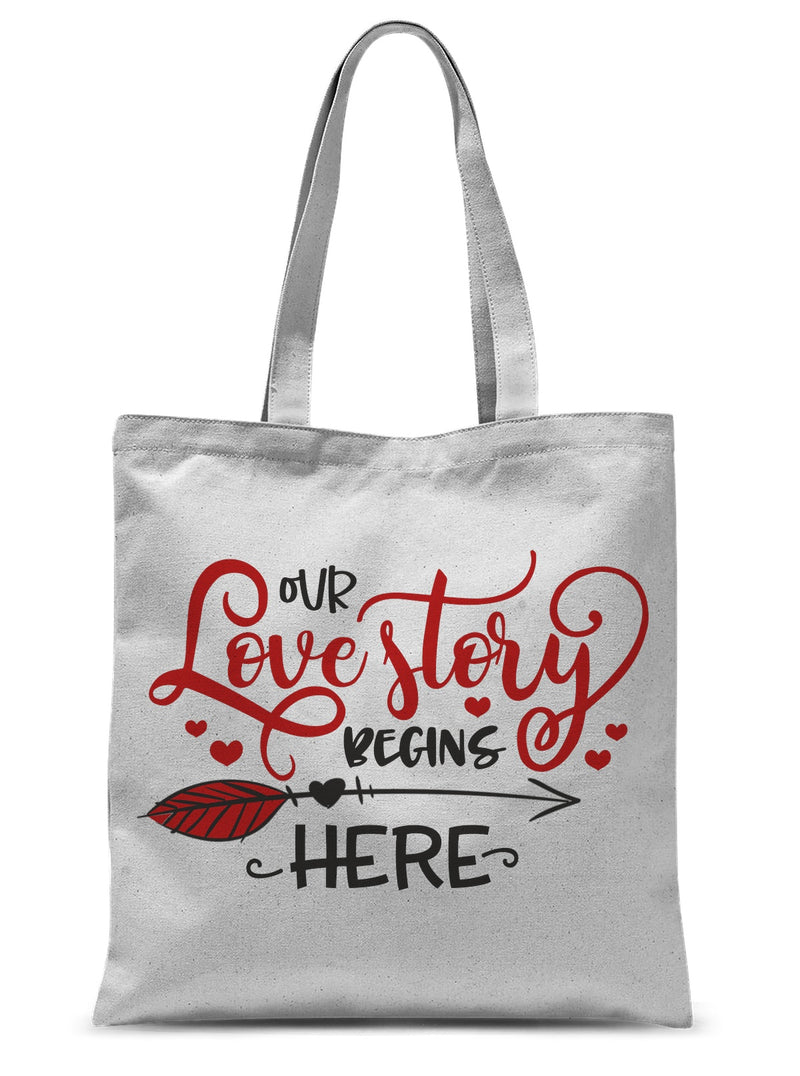 Our Love Story Begins Here Sublimation Tote Bag - Staurus Direct