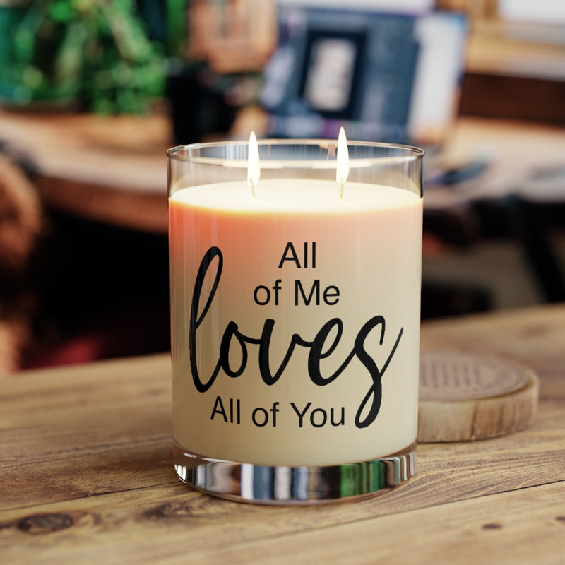 All Of Me Loves All Of You - Scented Candle - Full Glass - Custom Printed Glass - Original Design White Glass - Gift Ideas