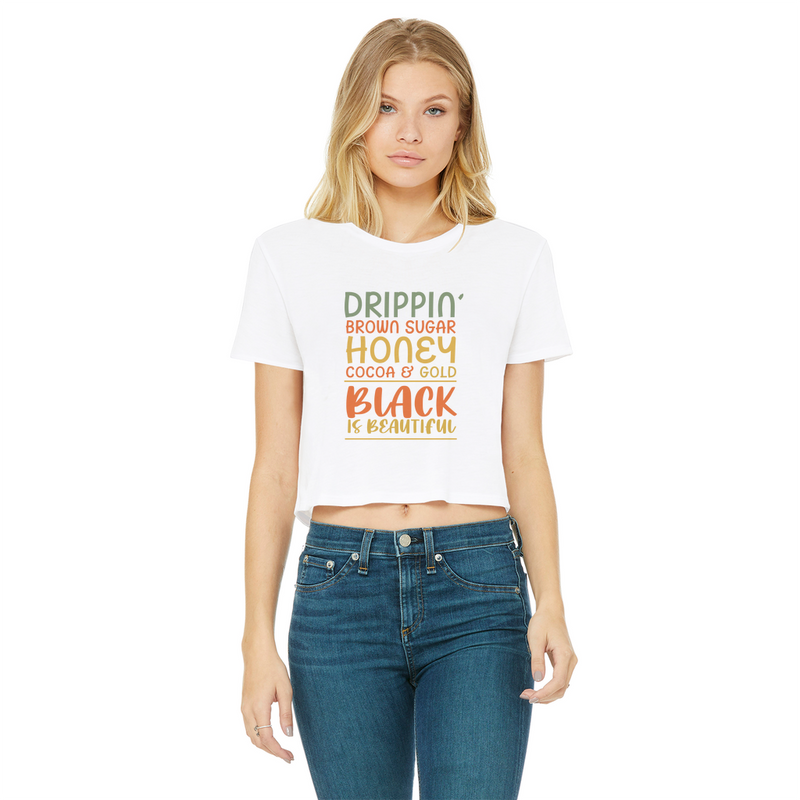 Black Drippin Classic Women's Cropped Raw Edge T-Shirt - Staurus Direct