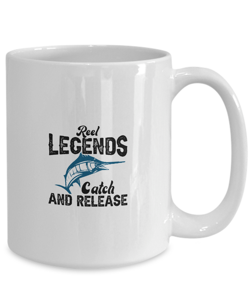 White Coffee Mug Tea Chocolate Reel Legends catch & Release  Pet Lovers Memorial Presents Gifts|  White Cool Coffee Mug