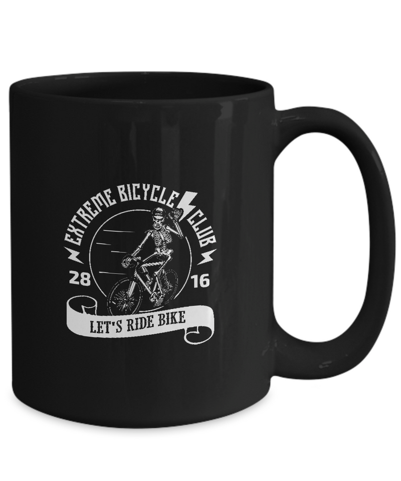 Extreme Bicycle Club  , Bicycle Cycling Coffee Mug, Cyclist Coffee Mug, Mug Present For Bicycle Riders, Funny Gift For Cyclist  |  Black Cool  Bicycle Coffee Mug