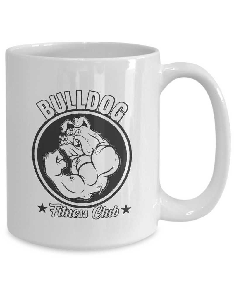 Gym Fitness Mug - Bulldog Fitness Club Mug - Mug Gift For Fitness Trainer - Gift For Men - Weightlifter Mug