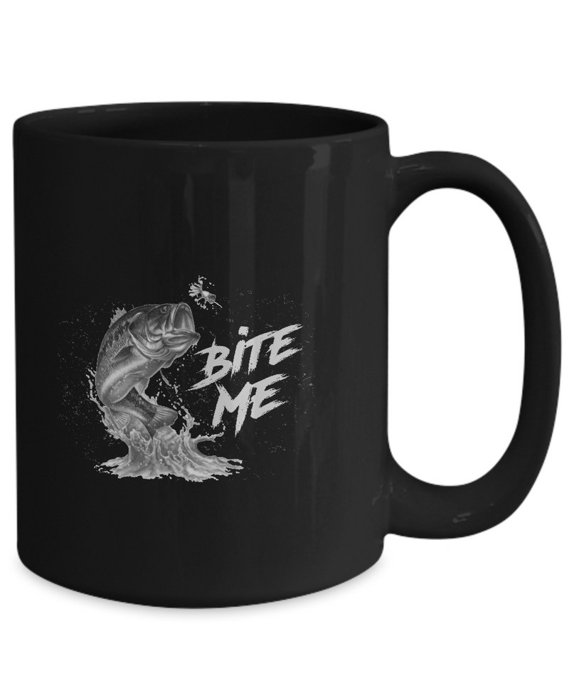 Black Tea Coffee Chocolate Mug Bite Me Fishing Lover's Pet Memorable Dad Uncle Friends Presents Gifts |  Black Cool Coffee Mug
