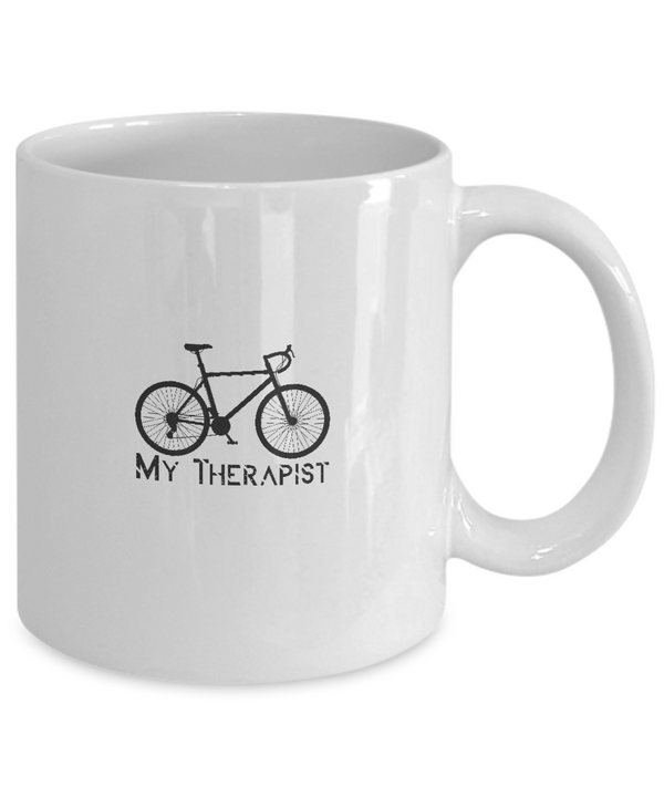 Cycling My Therapist , |  White Cool  Bicycle Coffee Mug
