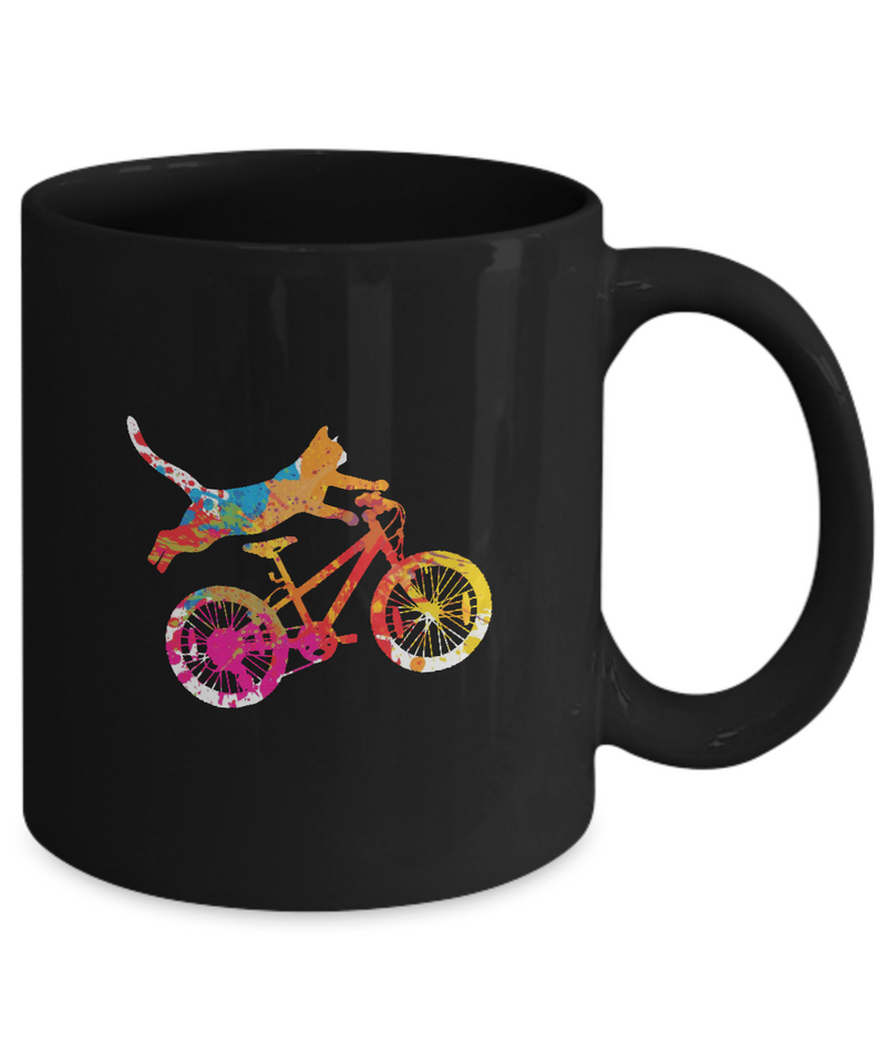 Cat Cyclists, Bicycle Cycling Coffee Mug, Cyclist Coffee Mug, Mug Present For Bicycle Riders, |  Black Cool  Bicycle Coffee Mug