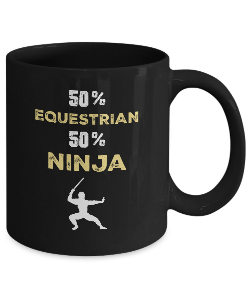 50% Equestrian 50% Ninja Black Mug