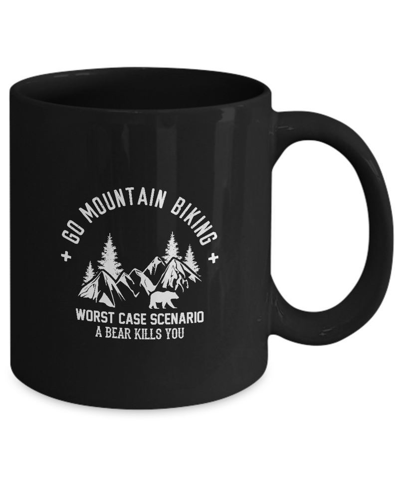 Go Mountain Biking , Cyclist Coffee Mug, Mug Present For Bicycle Riders, |  Black Cool  Bicycle Coffee Mug