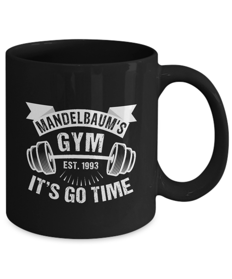 Mandelbaums Gym Mug - It's Go Time Mug - Gifts for Gym Lovers - Best Fitness Gift - Black Printed Ceramic Mug - Shake Mug