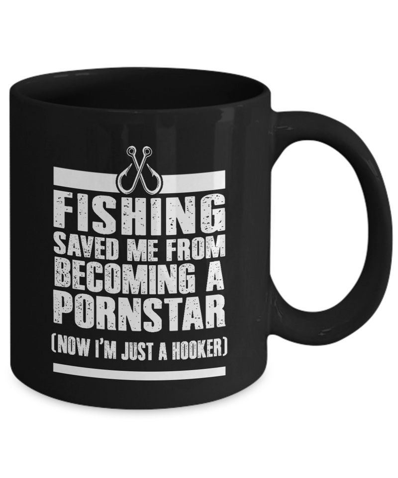 Fishing Saved Me Black Mug