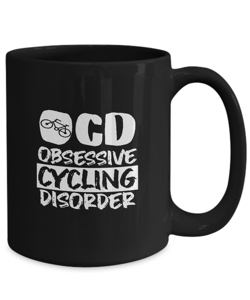 OCD Obsessive Cycling Disorder, Bicycle Cycling Coffee Mug, Cyclist Coffee Mug, Mug Present For Bicycle Riders, Funny Gift For Cyclist  |  Black Cool  Bicycle Coffee Mug