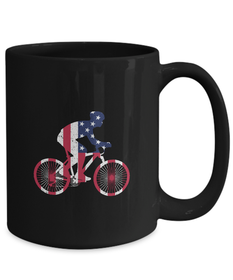 American Cyclist  , Bicycle Cycling Coffee Mug, Cyclist Coffee Mug,  |  Black Cool  Bicycle Coffee Mug