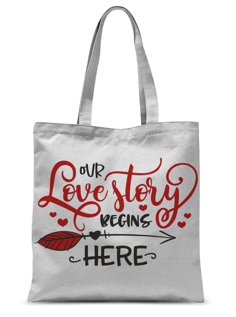Our Love Story Begins Here Sublimation Tote Bag - Staurus Direct