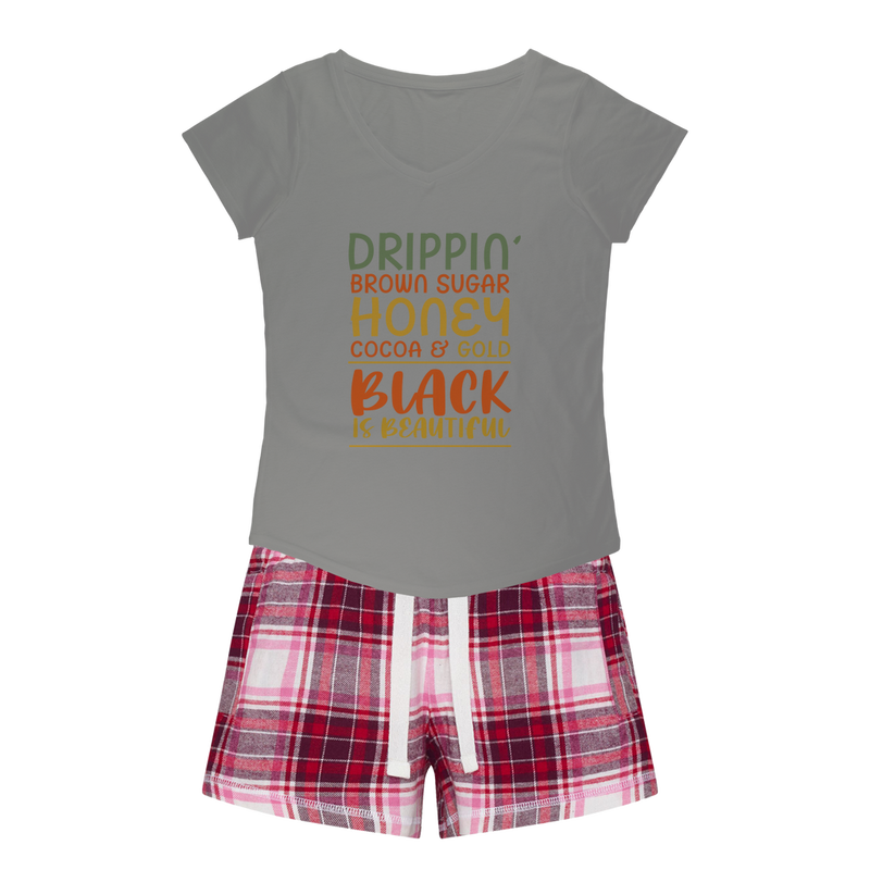 Black Drippin Girls Sleepy Tee and Flannel Short - Staurus Direct