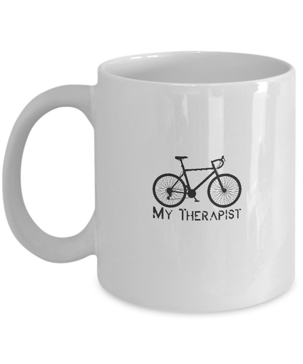Cycling My Therapist , |  White Cool  Bicycle Coffee Mug