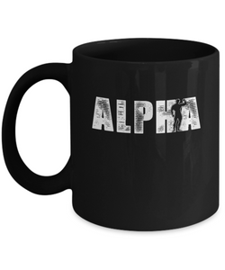 Alpha Body Builder Men's Motivational Inspiring Black Coffee Mug
