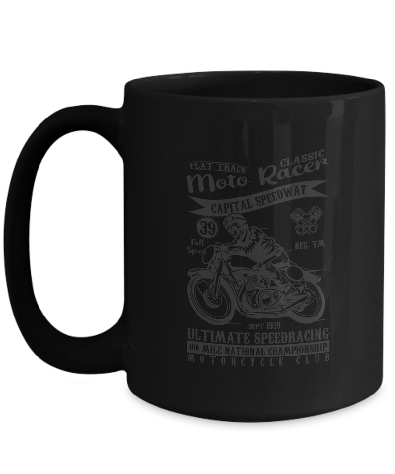 Black Tea Coffee Chocolate Mug Custom Flat Track Classic Moto Racer Capital Speedway Bike Lovers Dad Uncle Friends Hobby Presents Gifts|  Black  Cool Coffee Mug