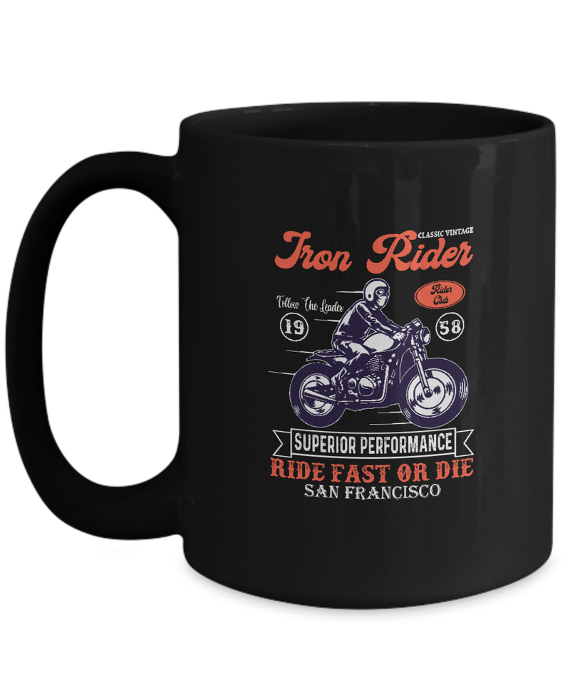 Black Coffee Mug Tea Chocolate Custom Engine Motorcycle Ride Fast or Die Bike Lovers Dad Uncle Friends Hobby Presents Gifts |  Black  Cool Coffee Mug