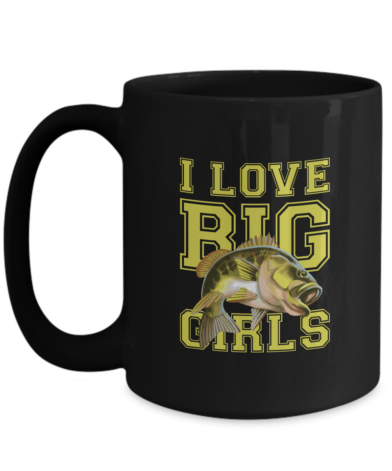 Black Coffee Mug Tea ChocolateI love big girls Pet Lovers Memorial Presents Gifts|  Black Cool Coffee Mug