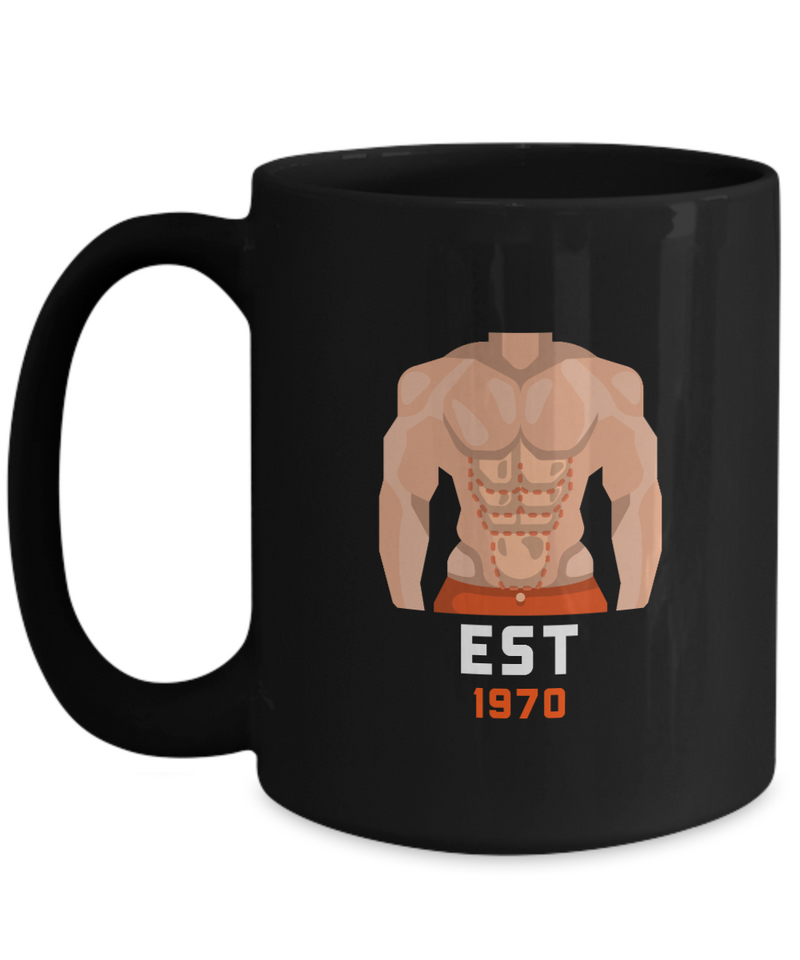 Est 1970 Coffee Mug - Powerlifting Mug - Bodybuilding Mug - Black\White  Mug - Lifting Partner Gift