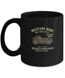Black Coffee Mug Tea Chocolate Military Ride US American Army Military Custom Engine Legend Bike Lovers Uncle Friends Hobby Presents Gifts |  Black  Cool Coffee Mug