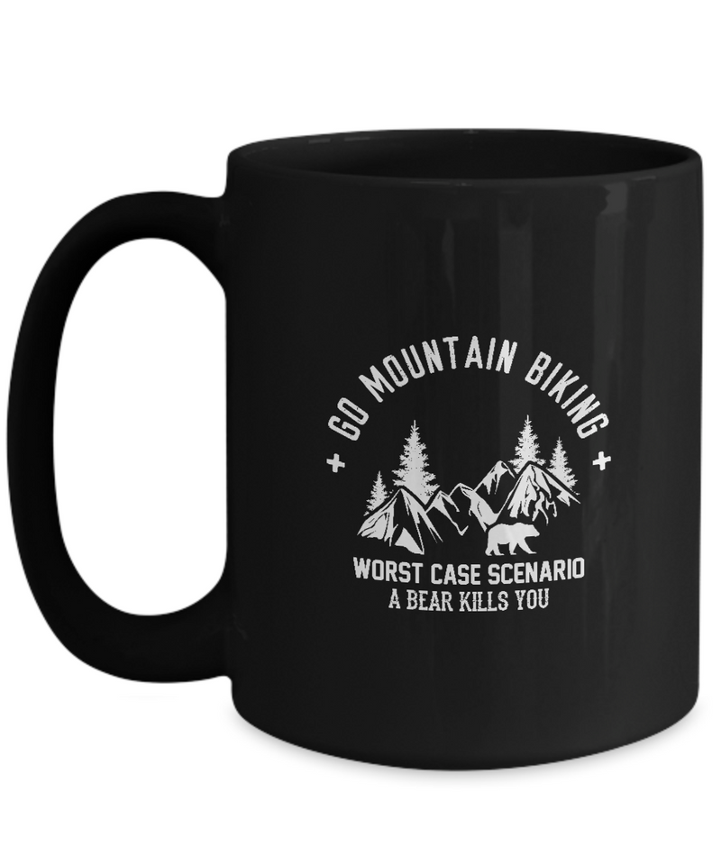Go Mountain Biking , Cyclist Coffee Mug, Mug Present For Bicycle Riders, |  Black Cool  Bicycle Coffee Mug