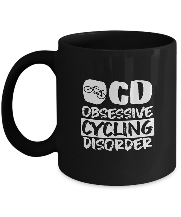 OCD Obsessive Cycling Disorder, Bicycle Cycling Coffee Mug, Cyclist Coffee Mug, Mug Present For Bicycle Riders, Funny Gift For Cyclist  |  Black Cool  Bicycle Coffee Mug