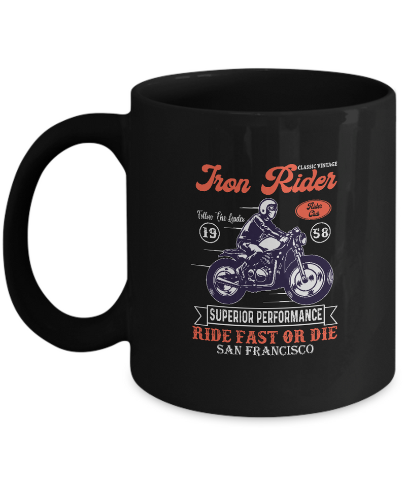 Black Coffee Mug Tea Chocolate Custom Engine Motorcycle Ride Fast or Die Bike Lovers Dad Uncle Friends Hobby Presents Gifts |  Black  Cool Coffee Mug