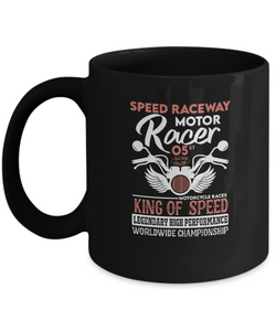 Speed Raceway Motorcycle Racer King Of Speed Championship Black Mug Tea Coffee Chocolate Bike Racing Lovers Uncle Friends Travelers Gifts|  Black  Cool Coffee Mug