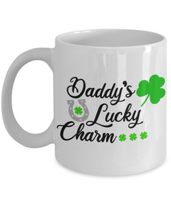 Daddys Lucky Charm - St Patrick Days Gift - White Mug