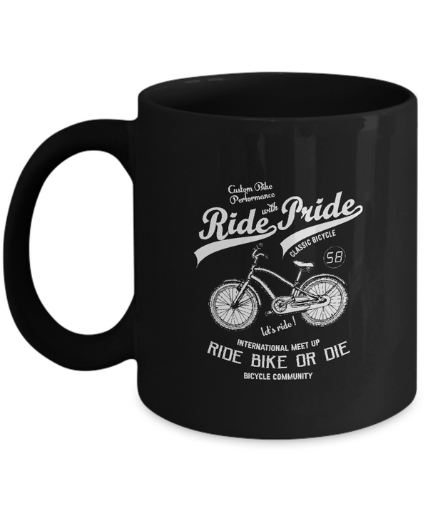 Custom Bike Performance With Bike Pride , Bicycle Cycling Coffee Mug, Cyclist Coffee Mug, |  Black Cool  Bicycle Coffee Mug