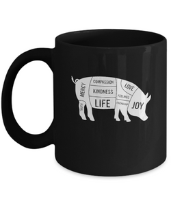 Vegan Life Coffee Mug - Animal Love Kindness Life Joy Mercy - Best Gift For Mom Dad Wife Sister Daughter Girlfriend