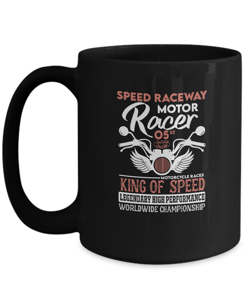 Speed Raceway Motorcycle Racer King Of Speed Championship Black Mug Tea Coffee Chocolate Bike Racing Lovers Uncle Friends Travelers Gifts|  Black  Cool Coffee Mug