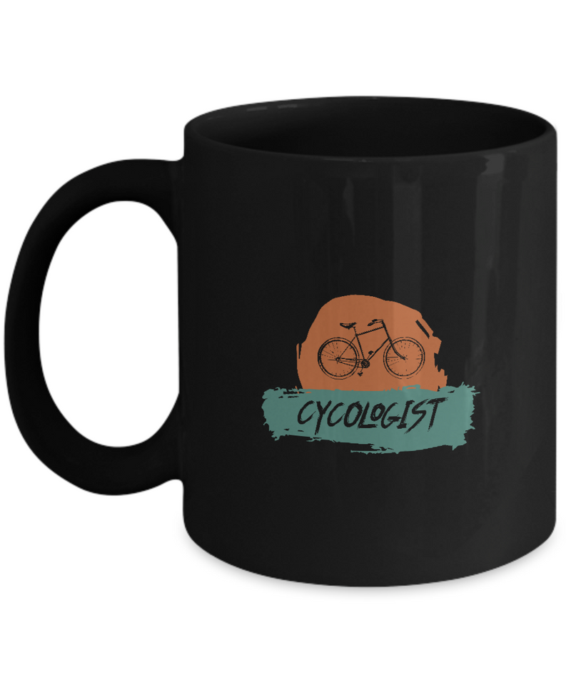 Cycologist , Bicycle Cycling Coffee Mug, Cyclist Coffee Mug, Mug Present For Bicycle Riders, Funny Gift For Cyclist  |  Black Cool  Bicycle Coffee Mug