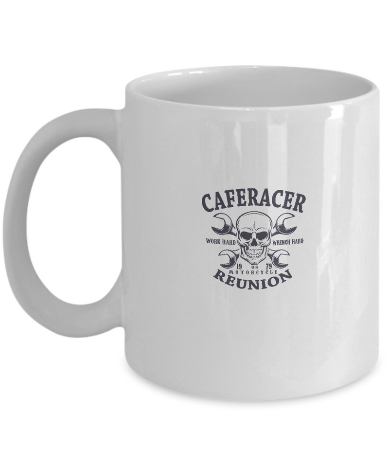 White  Mug Tea Coffee Caferacer Work Hard Wrench Hard 1979 Motorcycle Reunion Bike Lovers Uncle Friends Hobby Presents Gifts|  White  Cool Coffee Mug