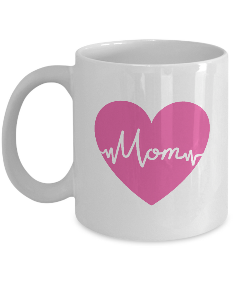 Heartbeat Mom | Unique Design Stay Cool Coffee Mug | White Cool Coffee Mug