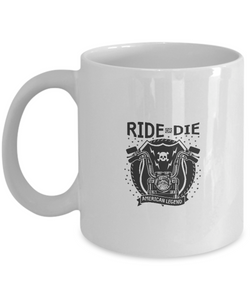 Ride or Die American Legend White Tea Coffee Chocolate Mug Motorcycle Bike Lovers Dad Uncle Friends Hobby Presents Gifts |  Black  Cool Coffee Mug