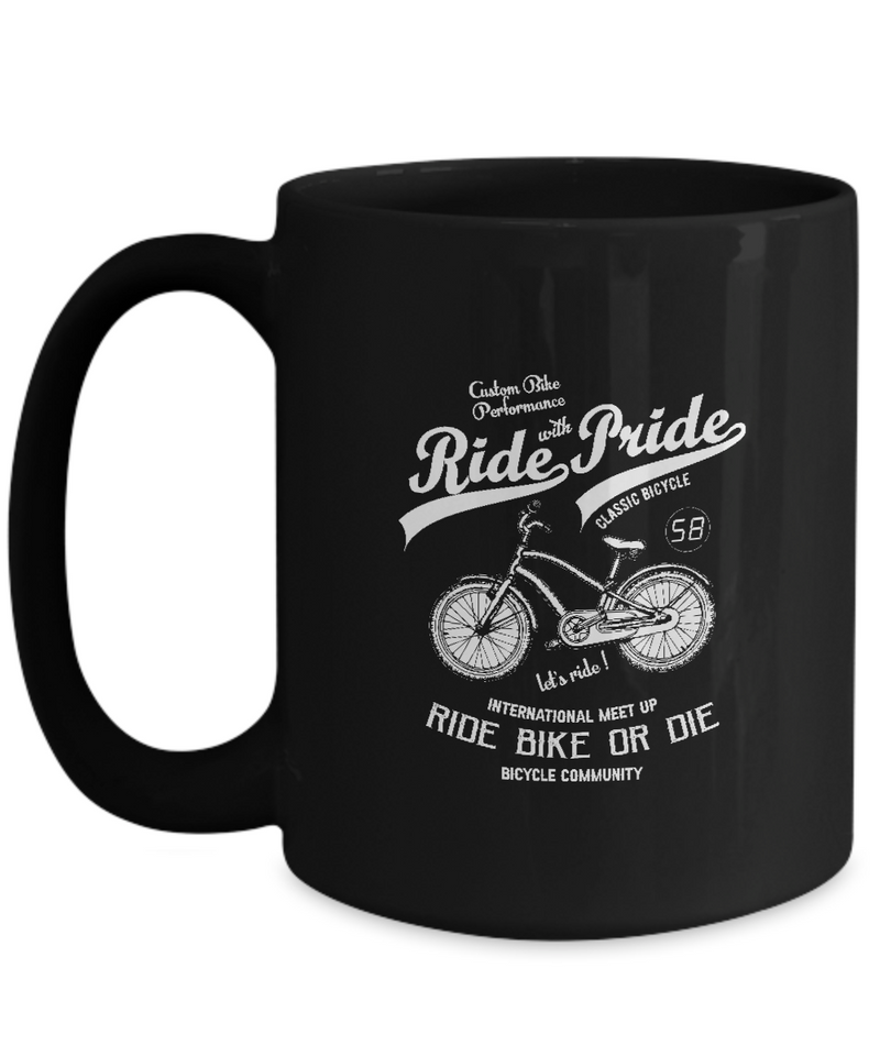 Custom Bike Performance With Bike Pride , Bicycle Cycling Coffee Mug, Cyclist Coffee Mug, |  Black Cool  Bicycle Coffee Mug