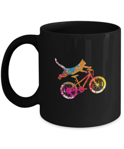Cat Cyclists, Bicycle Cycling Coffee Mug, Cyclist Coffee Mug, Mug Present For Bicycle Riders, |  Black Cool  Bicycle Coffee Mug