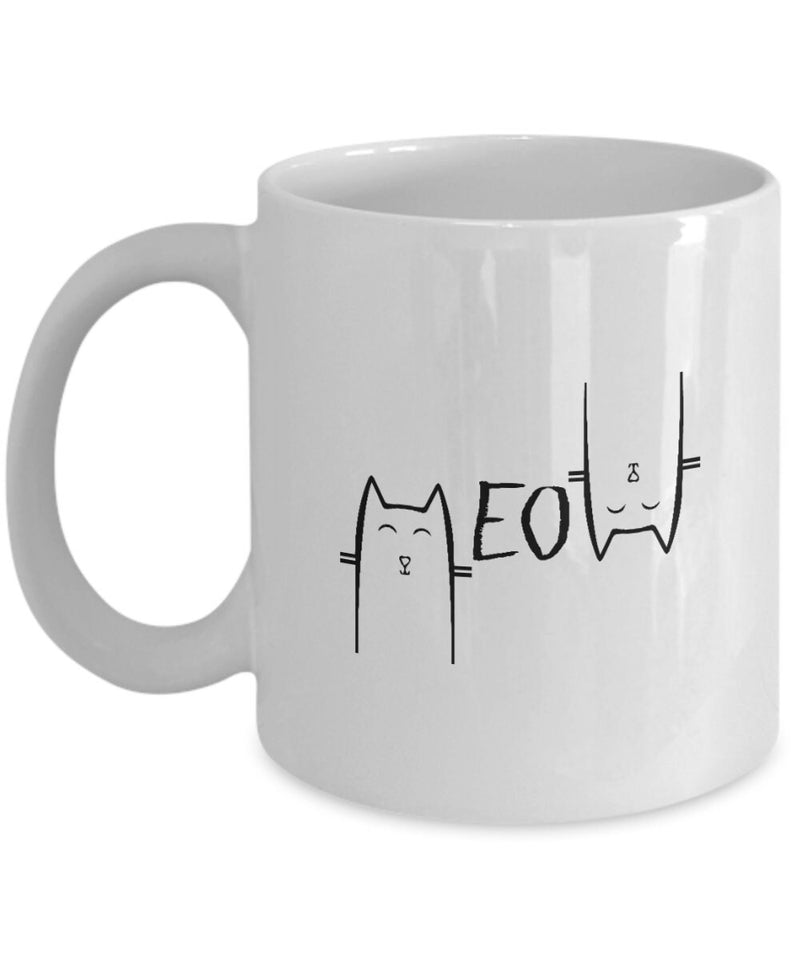 Meow White Ceramic Mug, White Coffee Mug, Traveling Coffee Mug, Custom Printed Tea Cup, 3D Classic Mug, 110z Coffee Mug, 15oz Coffee Mug