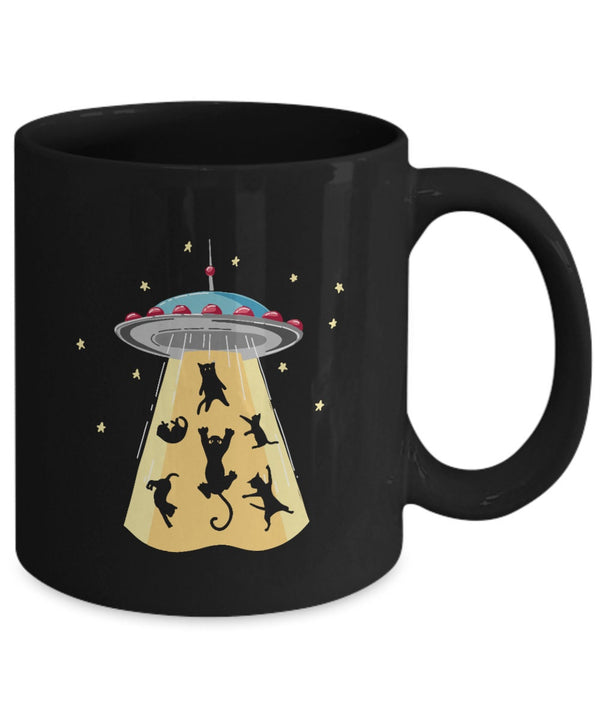 Space Cats Black Mug Funny Extraterrestrial Outer Space | Cosmic Cat Coffee Mug Gift for the Cat Lover | Classic Imports Space Black Cat Mug