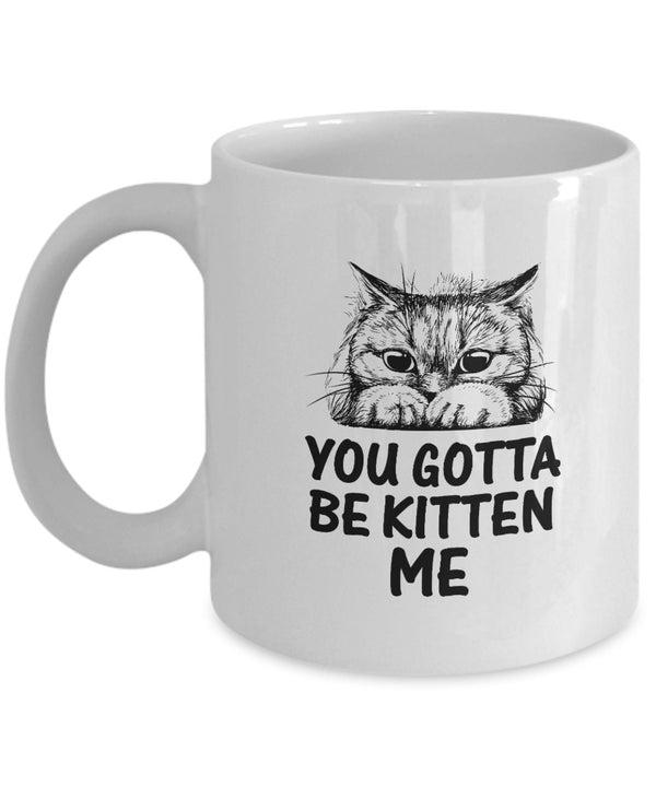 You've gotta be kitten me White Ceramic Mug | gotta be kitten me cute cat mug gifts for cat owners | White Coffee Mug animal lover gift