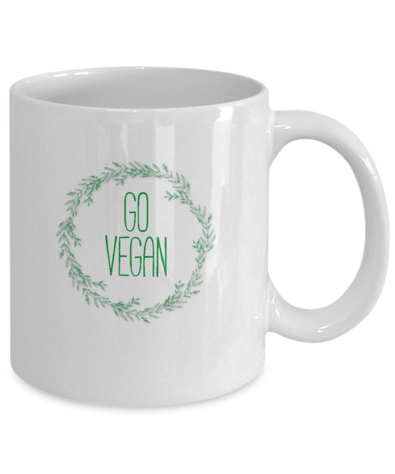 Go Vegan Coffee Mug - White and Black Vegetarian Mug -  Travel Mug Vegan - Gift For Vegan - Birthday Vegan Gift - Gift for Vegetarian