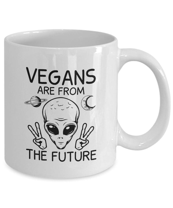 Vegans Are From The Future Coffee Mug - Veggie lover Printed Mug - Vegetarian Gift - Veganism Tea Cup