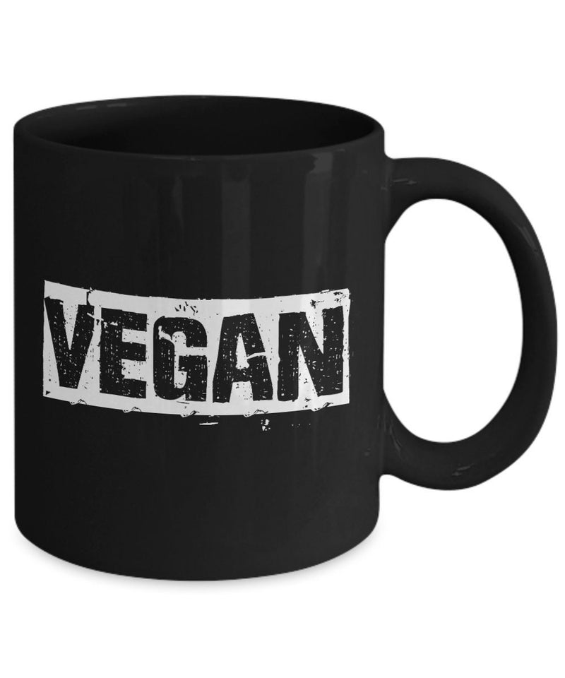 Vegan Black Coffee Mug - Best Gift for Vegetarian Friend - Veggie lover Mug - Birthday Gift