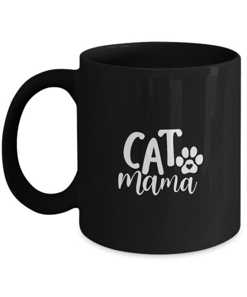 Cat Mama 11 Oz Black Coffee Mug for Cat Moms Novelty Coffee Mugs | Cat Mama Coffee Mug Black Funny Coffee Mug | Cat Lover Gift Cat Mama Gift