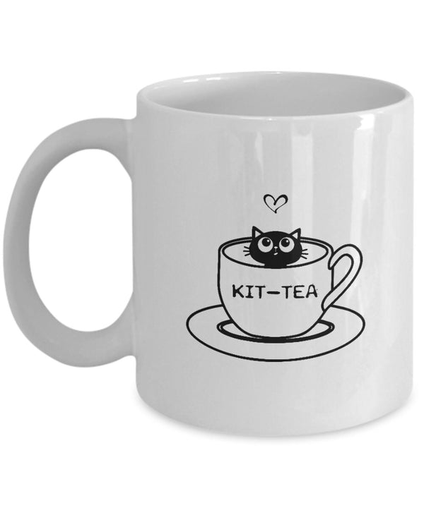 Kit Tea Mug, White Ceramic Mug, Funny Cat Mug, 3D Classic Mug, 11oz Coffee Mug, 15oz Coffee Mug, Personalized Tea Cup, Cat Printed Mug