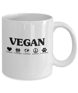 Vegan World Mug, Vegan Gift Ideas, Gift for Vegans, Gift for Anti-Meat Girlfriend Boyfriend, Vegetarian Coffee Cup